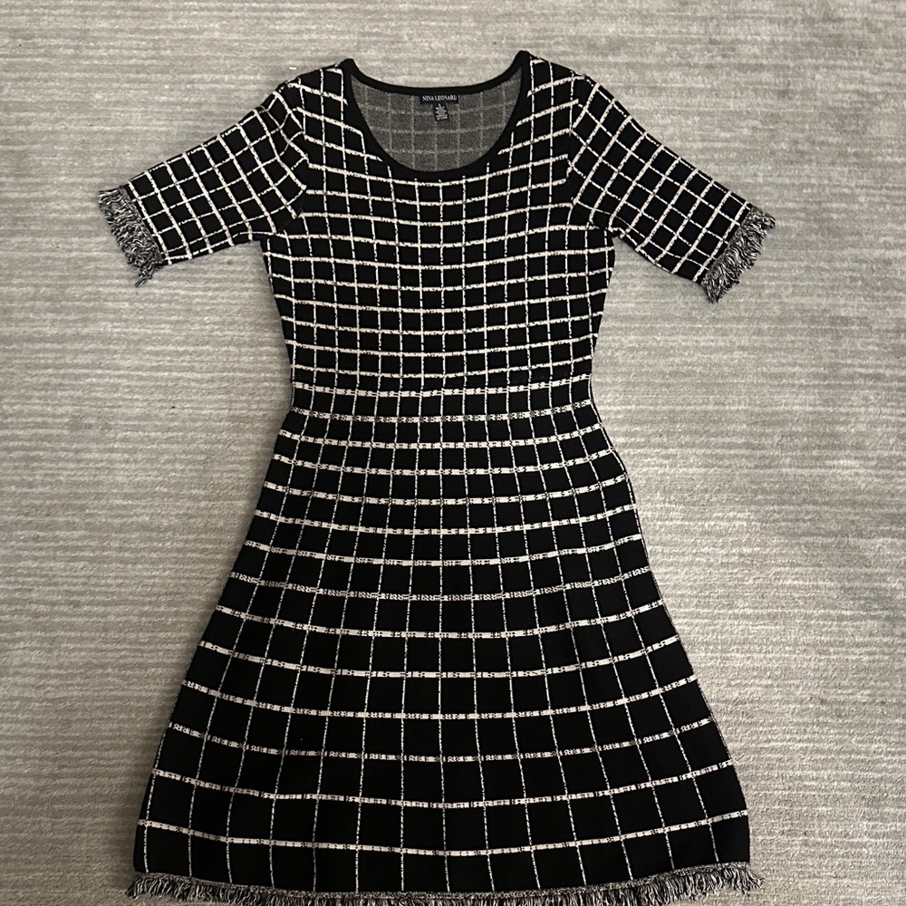 Elegant Black and White Checkered Dress